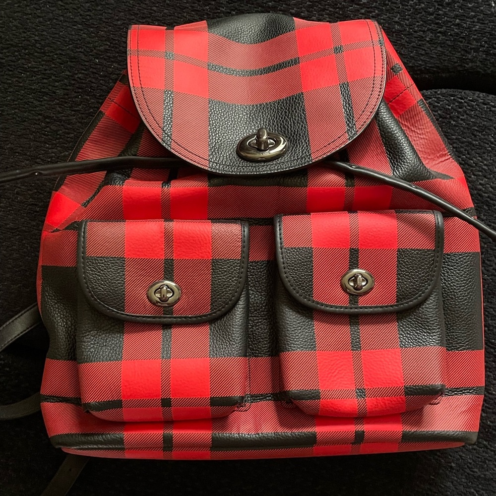 Coach Mount Plaid Turnlock Tie Rucksack